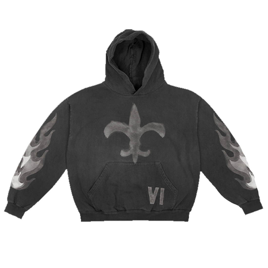 N.O. Black Flames Hoodie Front