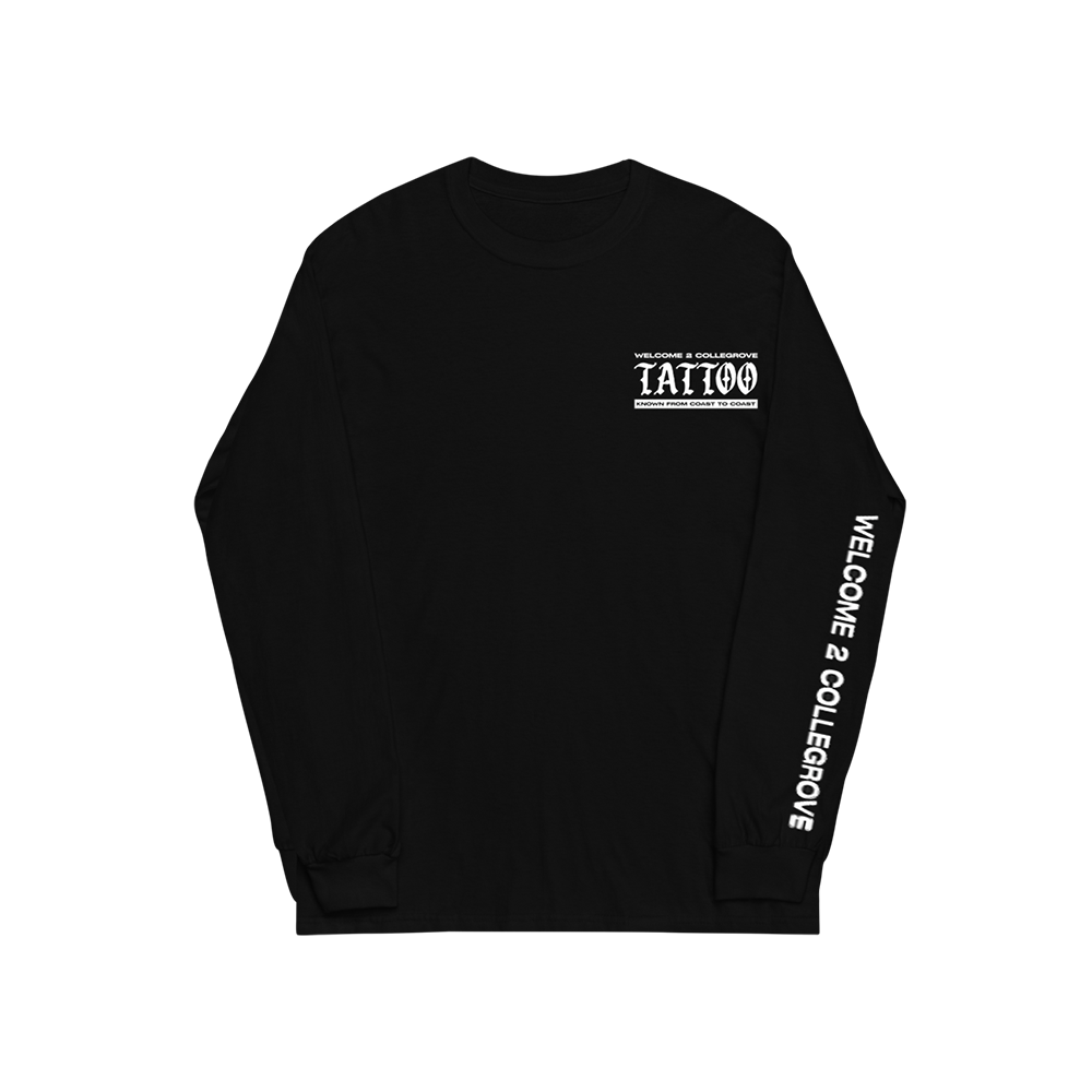 Collegrove Tattoo Long Sleeve T-Shirt on Black - LIL WAYNE Collegrove Tattoo Long Sleeve T-Shirt on Black - LIL WAYNE